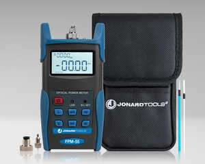 Fiber Optic Power Meter with Data Storage (-50 to +26 dBm) and FC/SC/LC Adapters